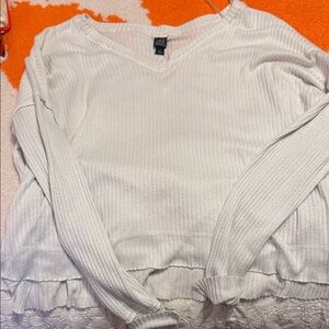 Wild Fable White V-Neck Sweater